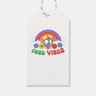 Etiqueta Para Presente Vintage good vibes slogan ilustration com o rainbo