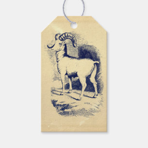 ETIQUETA PARA PRESENTE VINTAGE GRANDE OVINO DE CORNO