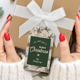 Etiqueta Para Presente Vintage Holly e Berries Feliz Natal