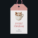 Etiqueta Para Presente Vintage Hot Cocoa Gingham Christmas<br><div class="desc">Adicione um toque de calor aos presentes de Natal com esta ilustração de aquarela vintage fofa de cacau quente e marshmallow com etiquetas de presente de gingham vermelho e branco. Perfeito para embalar cestas de presentes de férias.</div>