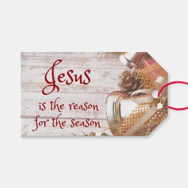 Etiqueta Para Presente Vintage Jesus é a razão do Natal da temporada (Frente (horizontal))