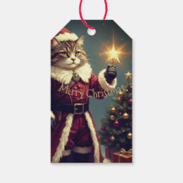Etiqueta Para Presente Vintage Kitty Cat Natal