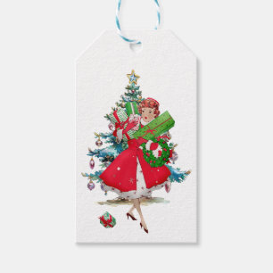 Etiqueta Para Presente Vintage Lady 1950 Natal