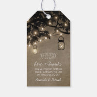 Vintage Mason Jar Oak Tree Wedding Obrigado Tags
