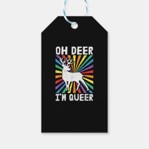 Etiqueta Para Presente Vintage Oh Deer Estou Queer Orgulho LGBT Gay Lésbi