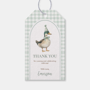 Etiqueta Para Presente Vintage One Lucky Duck Sage Balão Verde Aniversári