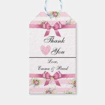 Vintage Pink Floral Obrigado Etiqueta do presente