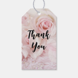Etiqueta Para Presente Vintage Pink Roses Elegante Buquê Obrigado