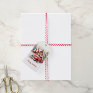 Etiqueta Para Presente Vintage Red Fazenda Truck Red Barn