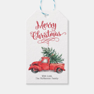 Etiqueta Para Presente Vintage Red Truck Feliz Natal