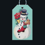ETIQUETA PARA PRESENTE VINTAGE RETRO CHRISTMAS SNOWMAN<br><div class="desc">BABY BLUE NATAL VINTAGE SNOWMAN.</div>