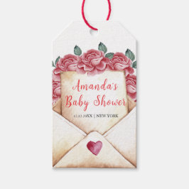 Etiqueta Para Presente Vintage Rosa Sweetheart - Letra Chá de fraldas