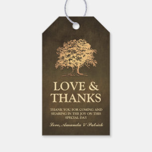 Etiqueta Para Presente Vintage Rustic Oak Tree Casamento Obrigado