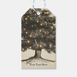 Etiqueta Para Presente Vintage Rustic Tree & Lights Casamento Favor
