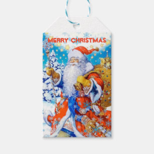 Etiqueta Para Presente Vintage Santa Claus - Feliz Natal