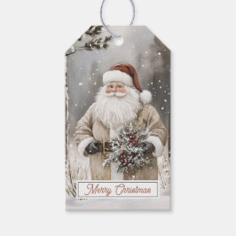 Etiqueta Para Presente Vintage Santa Claus Merry Christmas