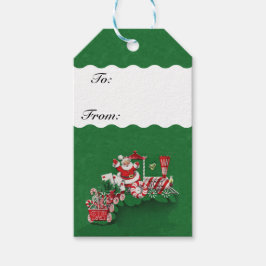 Etiqueta Para Presente Vintage Santa Claus Peppermint Candy Train
