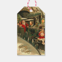 Etiqueta Para Presente Vintage Santa Claus, trem de Natal