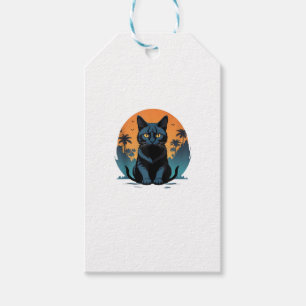 Etiqueta Para Presente Vintage Scary Halloween Retro Black Cat Figurume p