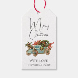 Etiqueta Para Presente Vintage Style Antiga Carro Moçado Feliz Natal