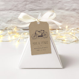 Etiqueta Para Presente Vintage Tandem Bicycle Weding Favor Obrigado