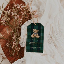 Etiqueta Para Presente Vintage Teddy Bear Plaid Polo Baby Shower