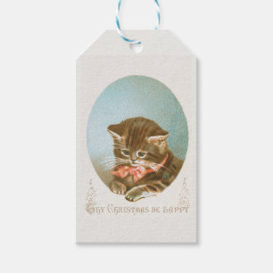 Etiqueta Para Presente Vintage Victorian Coquette Christmas Cat