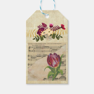 Etiqueta Para Presente Vintage Victorian Music Romance Tulips Gift Tag