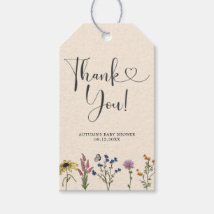 Etiqueta Para Presente Vintage Wildflower Chá de fraldas Obrigado Tag