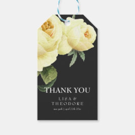 Etiqueta Para Presente Vintage Yellow Rose e cinza obrigado você casament