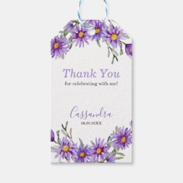 Etiqueta Para Presente Violet Aster Floral Birthday Obrigado