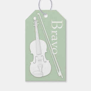 Etiqueta Para Presente Violino Branco e Ocasião Musical Verde Arco