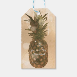 Etiqueta Para Presente Vírgula Ouro Pineapple Elegant Tropical Favor