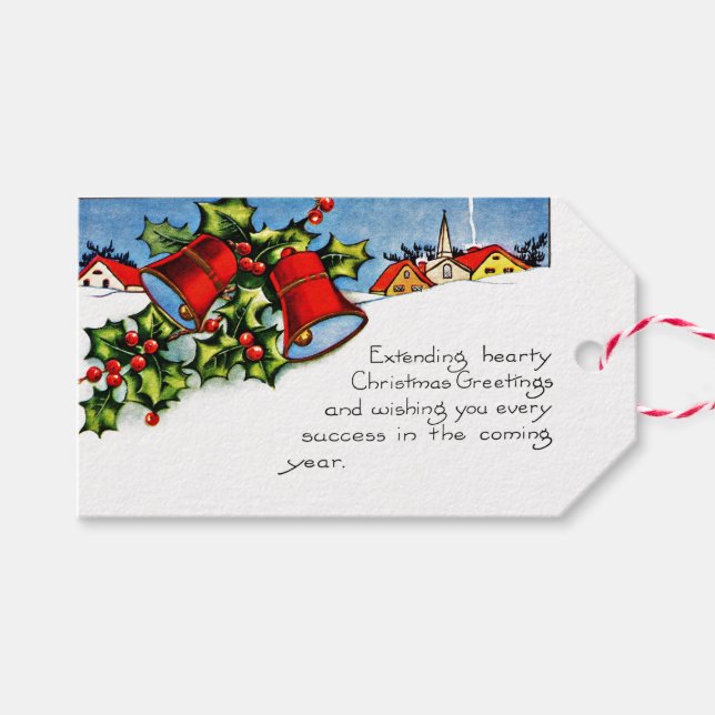 Etiqueta Para Presente Visgo de Natal Antigo & Sininhos (Frente (horizontal))
