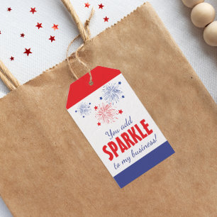 Etiqueta Para Presente Você Adiciona Sparkle Ao Meu Negócio Azul Branco