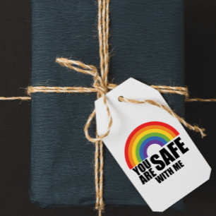Etiqueta Para Presente Você Está Seguro Comigo Orgulho Arco-Íris LGBTQ