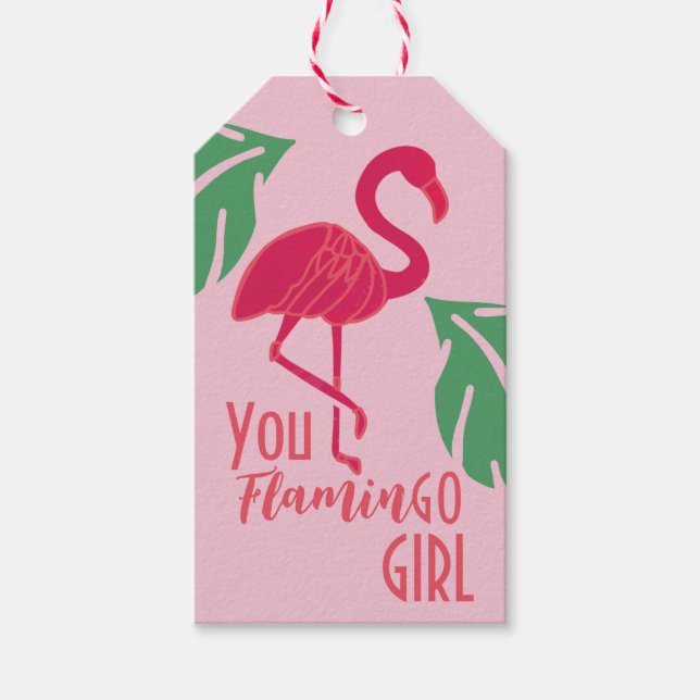 Etiqueta Para Presente Você Vai Garota Tropical Rosa Flamingo (Frente)