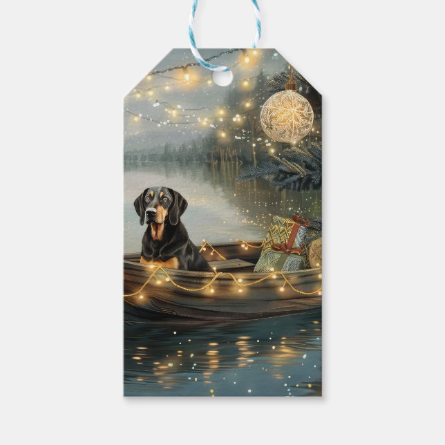 Etiqueta Para Presente Voyage festiva de Natal do Conhound Bluetick (Frente)