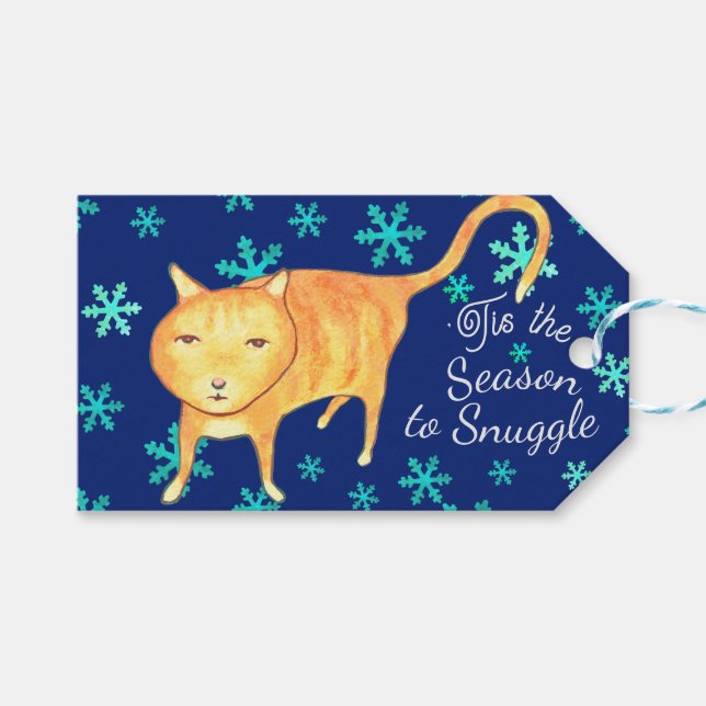 Etiqueta Para Presente Warm Fuzzies & Winter Flurries Christmas Cat (Frente (horizontal))