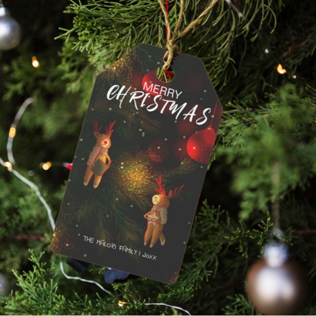 Etiqueta Para Presente Warm Hand-Painted Reindeer Ornament Christmas  (Criador carregado)