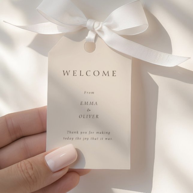 Etiqueta Para Presente Warm Sand Minimalist  Wedding Welcome (Warm Sand Minimalist Wedding Welcome Gift Tags)