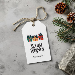 Etiqueta Para Presente Warm Wish Gift Tag, Vila de Natal de Férias