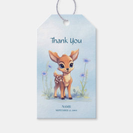 Etiqueta Para Presente Watercolor Baby Deer Blue Flowers Tag Dif