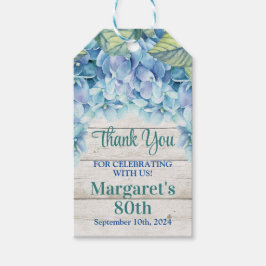 Etiqueta Para Presente Watercolor Blue Hydrangea 80 Birthday