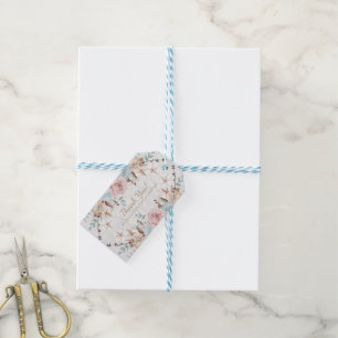 Etiqueta Para Presente Watercolor BOHO Rustic Woodland Floral Unicórnio