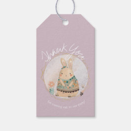 Etiqueta Para Presente Watercolor Bunny Páscoa Aniversário Obrigado Flora