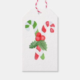 Etiqueta Para Presente Watercolor Candy Cane Natal