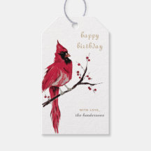Watercolor Cardinal Happy Birthday