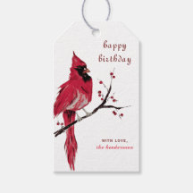 Watercolor Cardinal Happy Birthday
