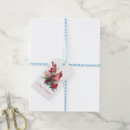 Etiqueta Para Presente Watercolor Cardinal Natal